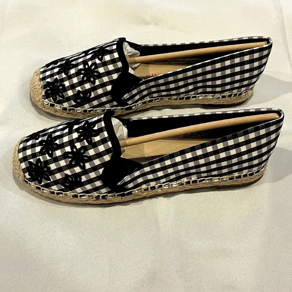 Isaac Mizrahi Live! Gingham Espadrilles with Eyelet Embroidery Black Marilyn 7